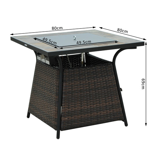 Wicker Gas Fire Pit with Lid 50000 BTU Burner - Brown Black
