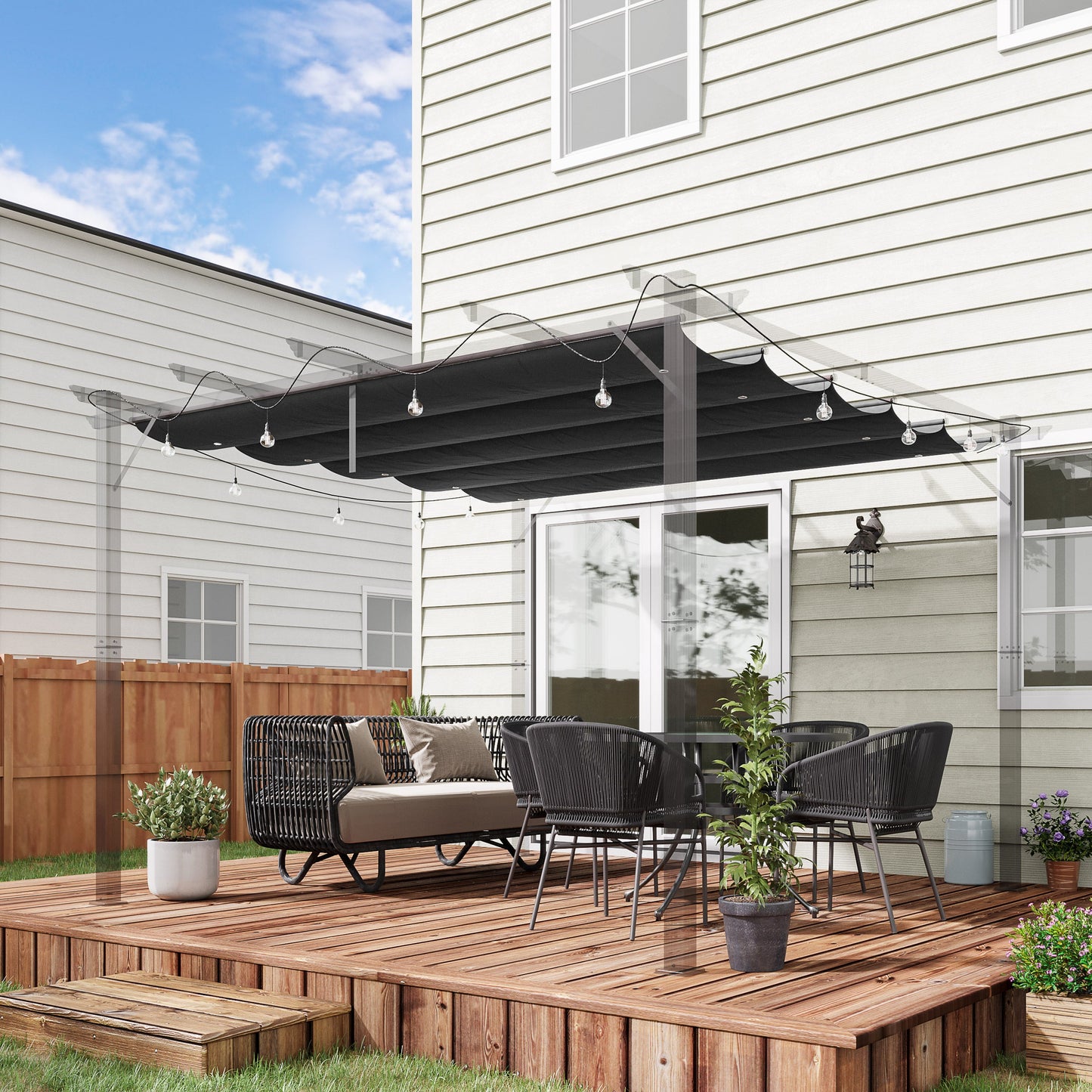 Replacement Canopy Fabric for 3x3 Metre Pergola - Durable Polyester Dark Grey