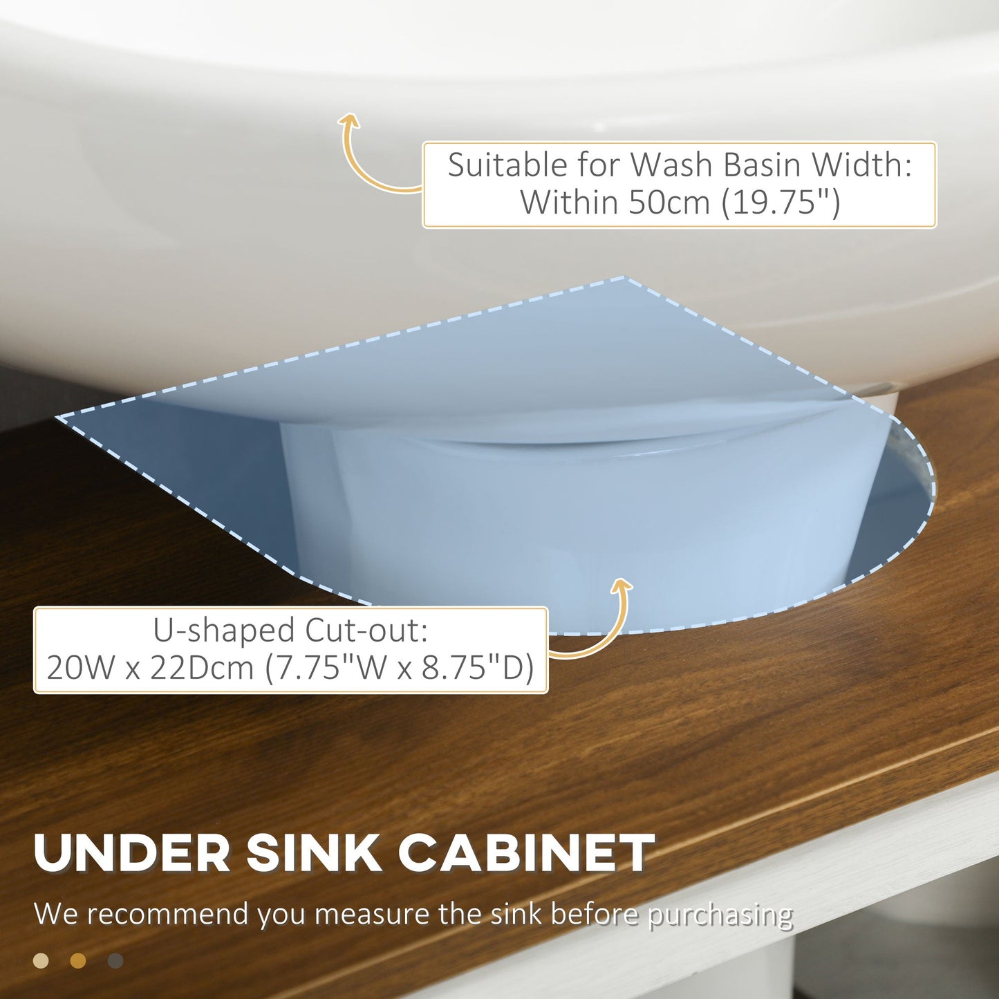 Space-Saving Under Sink Bathroom Vanity Unit with Double Doors - White